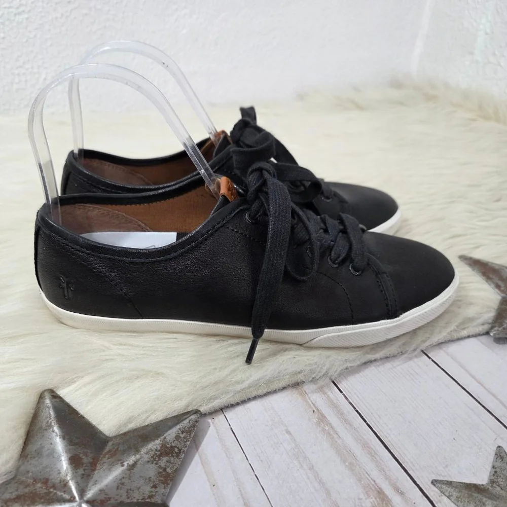 Frye Maya Low lace up sneakers black leather women's size 7.5